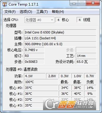 CoreTemp,CPU频率,测试CPU温度,温度传感器.